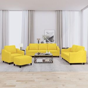 vidaXL Set de canapele cu perne, 4 piese, galben deschis, textil imagine