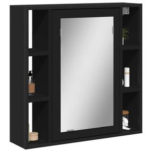 vidaXL Dulap baie cu oglindă negru 60x16x60 cm lemn compozit imagine