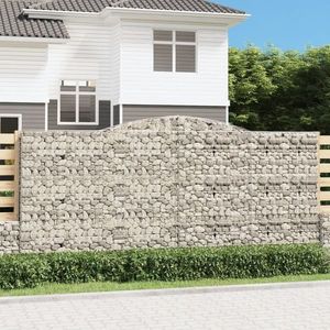 vidaXL Coșuri gabion arcuite 10 buc, 400x30x180/200cm, fier galvanizat imagine