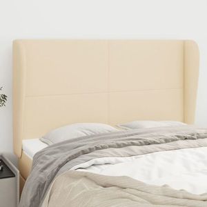 vidaXL Tăblie de pat cu aripioare, crem, 147x23x118/128 cm, textil imagine