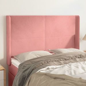 vidaXL Tăblie de pat cu aripioare, roz, 147x16x118/128 cm, catifea imagine