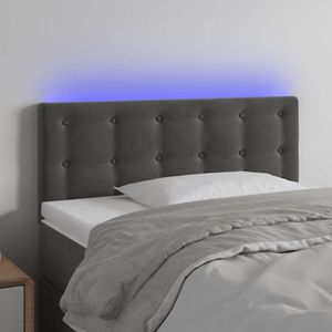 vidaXL Tăblie de pat cu LED, gri închis, 90x5x78/88 cm, catifea imagine