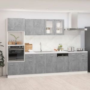 vidaXL Set dulapuri bucătărie, 7 piese, gri beton, lemn prelucrat imagine