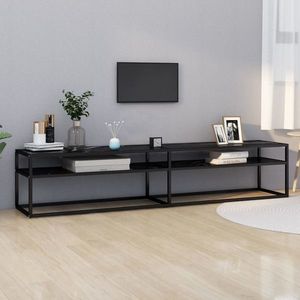 vidaXL Comodă TV, marmură neagră, 200x40x40, 5 cm, sticlă securizată imagine