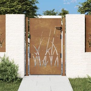 vidaXL Poartă pentru grădină, 105x155 cm, oțel corten, model iarbă imagine