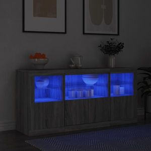 vidaXL Servantă cu lumini LED, gri sonoma, 142, 5x37x67 cm imagine