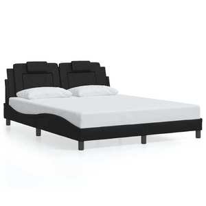 vidaXL Cadru de pat cu lumini LED, negru, 160x200 cm, piele ecologică imagine