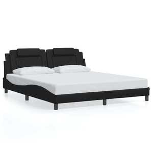 vidaXL Cadru de pat cu tăblie, negru, 180x200 cm, piele ecologică imagine