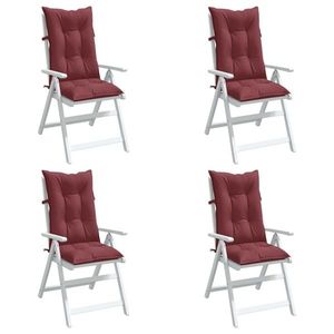 vidaXL Perne scaun cu spătar înalt, 4 buc. roșu vin 120x50x7 cm textil imagine