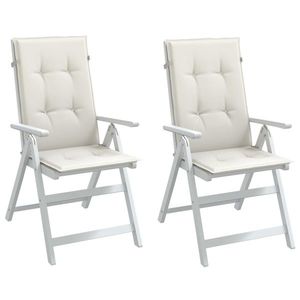 vidaXL Perne scaun spătar înalt, 2 buc. melanj crem 120x50x4 cm textil imagine