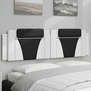 vidaXL Pernă pentru tăblie pat, alb și negru, 180cm, piele artificială imagine