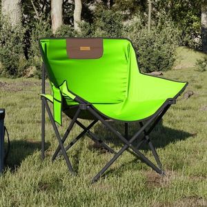 vidaXL Scaune de camping cu buzunar, pliabile, 2 buc., verde imagine