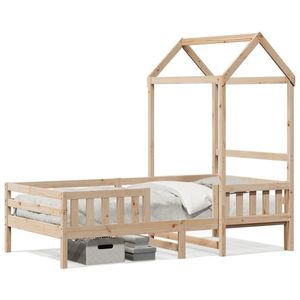 vidaXL Cadru de pat cu acoperiș, alb, 75x190 cm, lemn masiv de pin imagine