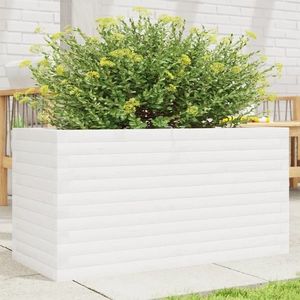 vidaXL Jardinieră de grădină, alb, 90x40x46 cm, lemn masiv de pin imagine