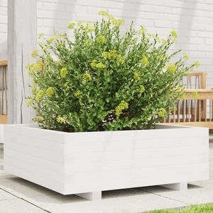 vidaXL Jardinieră de grădină, alb, 70x70x26, 5 cm, lemn masiv de pin imagine