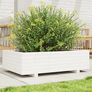 vidaXL Jardinieră de grădină, alb, 90x60x26, 5 cm, lemn masiv de pin imagine