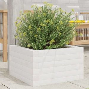 vidaXL Jardinieră de grădină, alb, 40x40x23 cm, lemn masiv de pin imagine