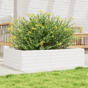 vidaXL Jardinieră de grădină, alb, 90x60x23 cm, lemn masiv de pin imagine
