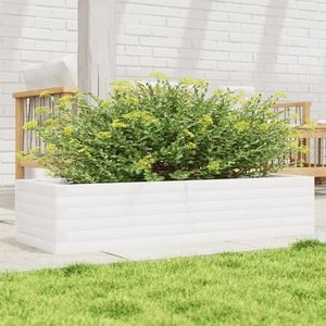 vidaXL Jardinieră de grădină, alb, 110x40x23 cm, lemn masiv de pin imagine