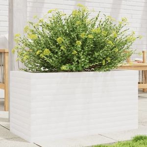 vidaXL Jardinieră de grădină, alb, 90x40x45, 5 cm, lemn masiv de pin imagine