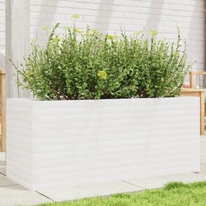 vidaXL Jardinieră de grădină, alb, 110x40x45, 5 cm, lemn masiv de pin imagine