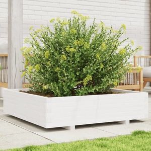 vidaXL Jardinieră de grădină, alb, 100x100x26, 5 cm, lemn masiv de pin imagine