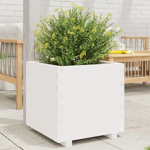 vidaXL Jardinieră de grădină, alb, 60x60x49, 5 cm, lemn masiv de pin imagine