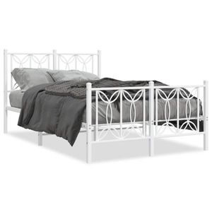 vidaXL Cadru de pat metalic cu tăblie, alb, 120x190 cm imagine