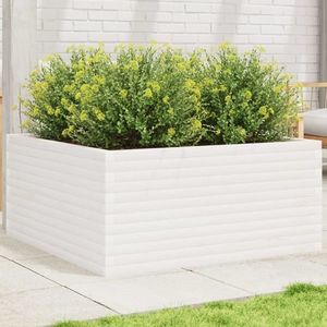 vidaXL Jardinieră de grădină, alb, 100x100x46 cm, lemn masiv de pin imagine