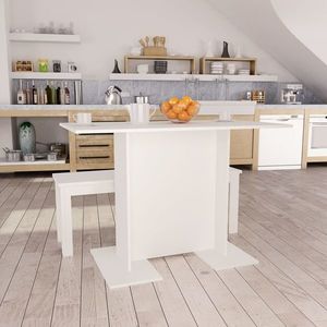 vidaXL Masă de bucătărie, alb, 110x60x75 cm, lemn prelucrat imagine