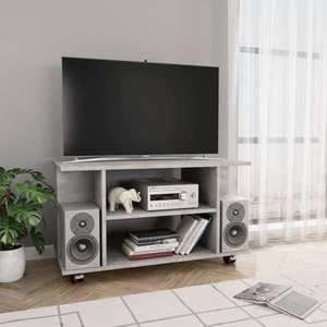 vidaXL Comodă TV cu roți, gri beton, 80x40x45 cm, lemn prelucrat imagine