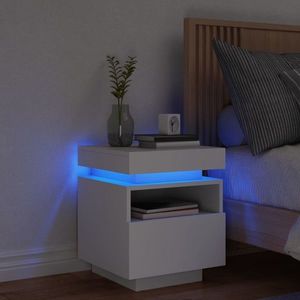 vidaXL Noptieră cu lumini LED, alb, 40x39x48, 5 cm imagine