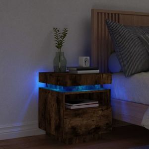 vidaXL Noptieră cu lumini LED, stejar sonoma, 40x39x48, 5 cm imagine