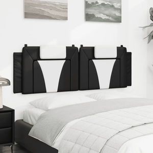 vidaXL Pernă pentru tăblie pat, negru și alb, 160cm, piele artificială imagine