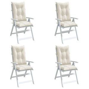 vidaXL Perne scaun spătar înalt, 4 buc. melanj crem 120x50x7 cm textil imagine