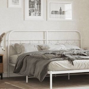 vidaXL Tăblie de pat metalică, alb, 183 cm imagine