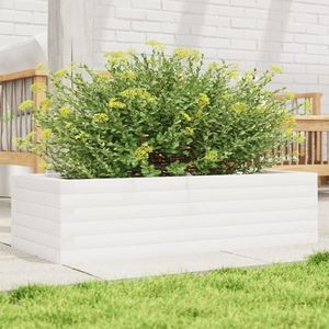 vidaXL Jardinieră de grădină, alb, 90x40x23 cm, lemn masiv de pin imagine