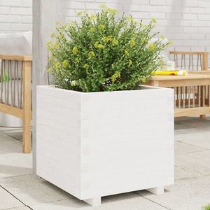 vidaXL Jardinieră de grădină, alb, 50x50x49, 5 cm, lemn masiv de pin imagine