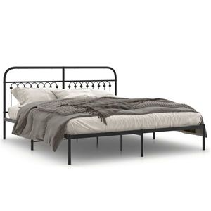 vidaXL Cadru de pat metalic cu tăblie, negru, 183x203 cm imagine