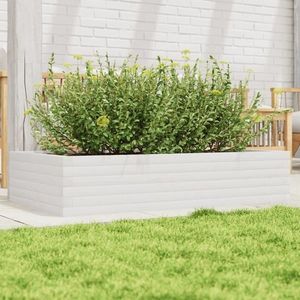 vidaXL Jardinieră de grădină, alb, 110x60x23 cm, lemn masiv de pin imagine