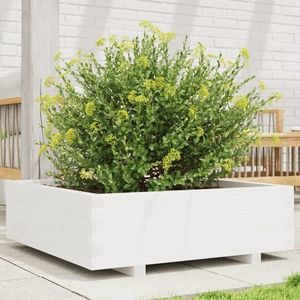 vidaXL Jardinieră de grădină, alb, 80x80x26, 5 cm, lemn masiv de pin imagine