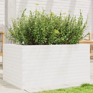 vidaXL Jardinieră de grădină, alb, 90x60x45, 5 cm, lemn masiv de pin imagine