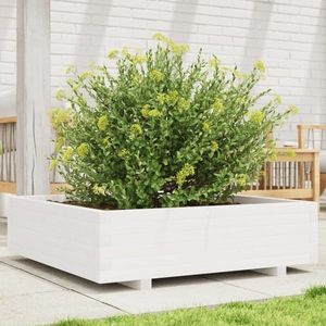 vidaXL Jardinieră de grădină, alb, 90x90x26, 5 cm, lemn masiv de pin imagine