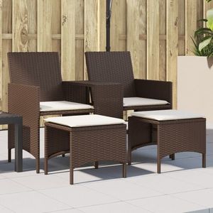 vidaXL Canapea de grădină cu 2 locuri cu masă și scaune maro poliratan imagine