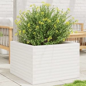 vidaXL Jardinieră de grădină, alb, 70x70x46 cm, lemn masiv de pin imagine
