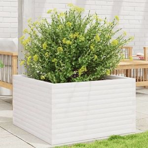 vidaXL Jardinieră de grădină, alb, 80x80x46 cm, lemn masiv de pin imagine