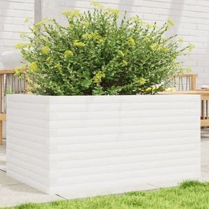 vidaXL Jardinieră de grădină, alb, 90x60x46 cm, lemn masiv de pin imagine