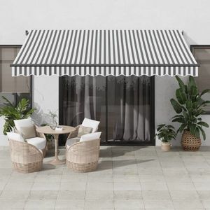 vidaXL Copertină retractabilă manual, antracit/alb, 400x300 cm imagine