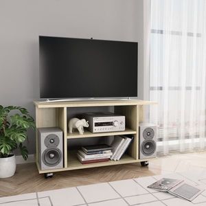 vidaXL Comodă TV cu roți, stejar Sonoma, 80x40x45 cm, lemn prelucrat imagine
