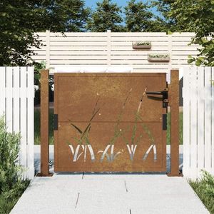 vidaXL Poartă pentru grădină, 105x80 cm, oțel corten, model iarbă imagine